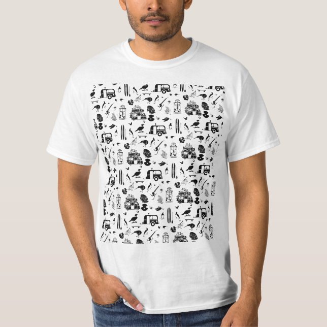 Camiseta Padrão neozelandês preto e branco (Frente)