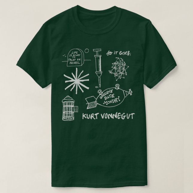 Camiseta Padrão Ode para Vonnegut BrancoVerde  (Frente do Design)