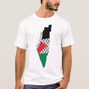 Camiseta Padrão Palestiniano de Kufiya do Mapa da Bandeira