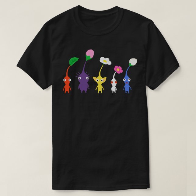 Camiseta padrão pikmin agudo azul (Frente do Design)