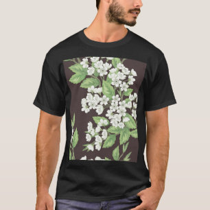 Camiseta padrão primavera, ramos verdes sem soldadura.