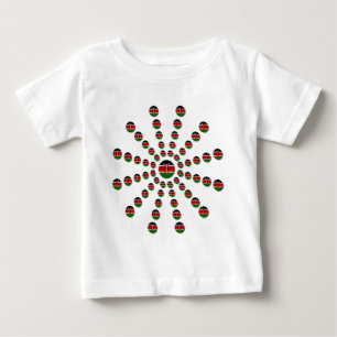 Camiseta Padrão Radial de Bandeira do Quênia: Arte e Decora
