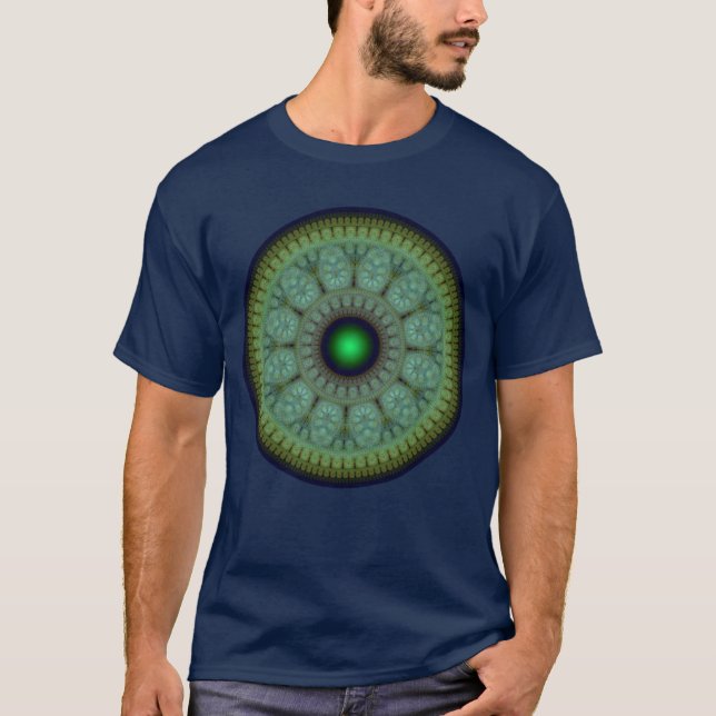 Camiseta Padrão redondo fractal oriental (Frente)