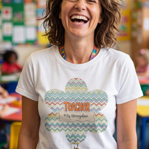 Camiseta Padrão Retro de Escola de Professora Fofa