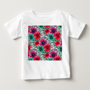 Camiseta Padrão retro de moda russa floral