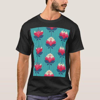 Camiseta Padrão retrofloral sem costura.