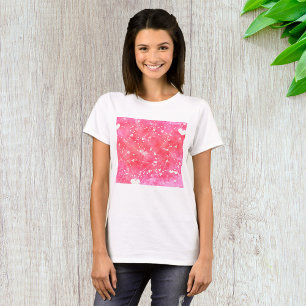 Camiseta Padrão Romântico de Corações e Setas Cor-de-Água R