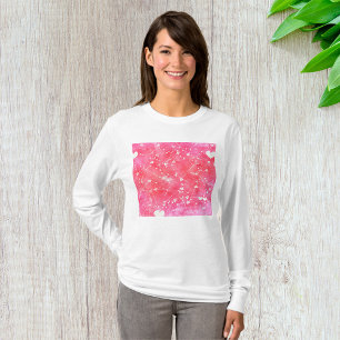 Camiseta Padrão Romântico de Corações e Setas Cor-de-Água R