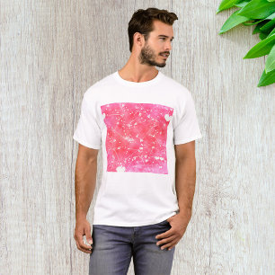 Camiseta Padrão Romântico de Corações e Setas Cor-de-Água R