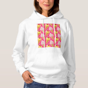 Camiseta Padrão rosa Kawaii com sorvete de morango