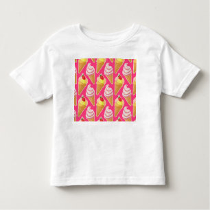 Camiseta Padrão rosa Kawaii com sorvete de morango