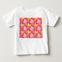 Padrão rosa Kawaii com sorvete de morango