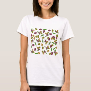 Camiseta Padrão Rustic Olive and Olive Leaves