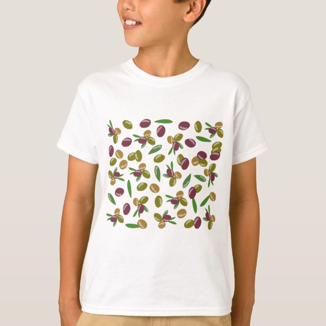 Camiseta Padrão Rustic Olive and Olive Leaves (Frente)