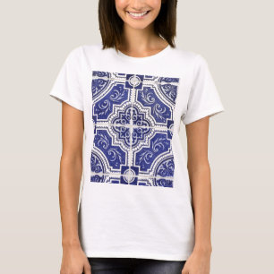 Camiseta Padrão Rustic Vintage - Azulejos Portugueses - Azu