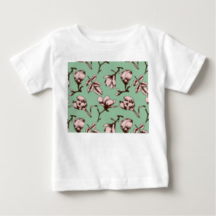 Camiseta Padrão sem costura com botões de flores de primave