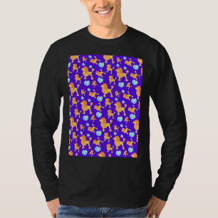 Camiseta Padrão Sem Costura Com Corações Brilhantes Azuis