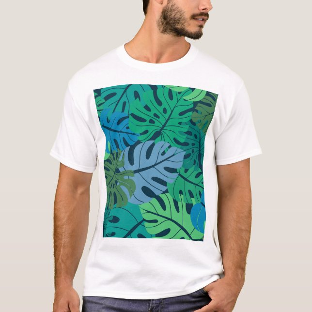 Camiseta Padrão sem costura da selva tropical (Frente)