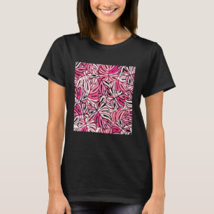 Camiseta Padrão Sem Costura de Folhas Tropicais Brilhantes