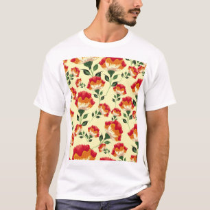 Camiseta Padrão sem costura, decoração colorida de flores.