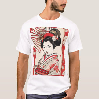 Camiseta Padrão Tradicional de Design Japonês - Geométrico 