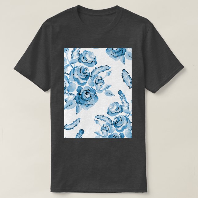 Camiseta Padrão transparente azul de vinheta (Frente do Design)