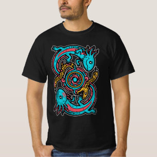 Camiseta Padrão tribal mitologia boho Xolotl Axolote Asteca