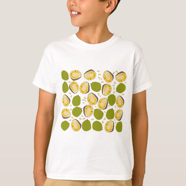Camiseta Padrão Tropical de Colza de Verão - Fruta exótica (Frente)