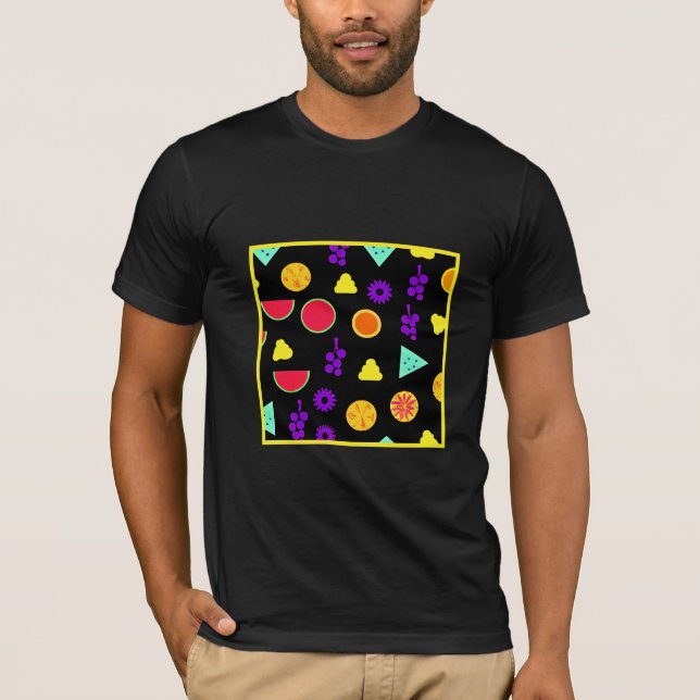 Camiseta Padrão Tropical de Neon Paradise (Frente)