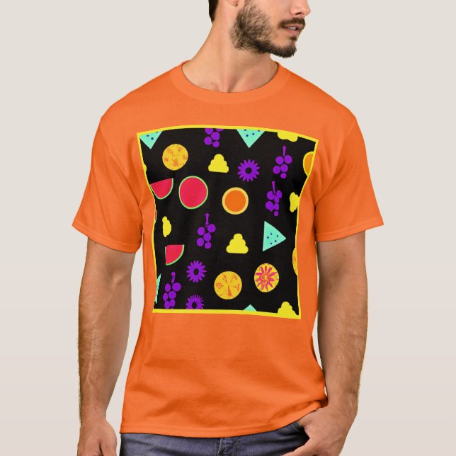 Camiseta Padrão Tropical de Neon Paradise (Frente)