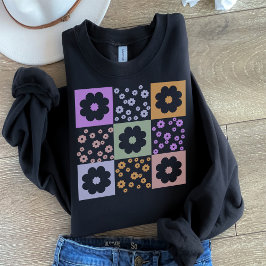 Camiseta Padrão Verificado das Flores Retro