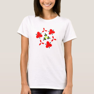 Camiseta Padrão vermelho preto e verde