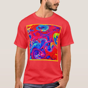 Camiseta Padrão Vibrante de Explosão de Cores