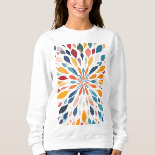Camiseta Padrão Vibrante de Explosão Floral Abstrata