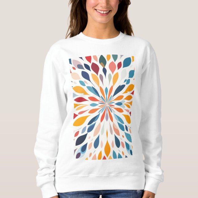 Camiseta Padrão Vibrante de Explosão Floral Abstrata (Frente)