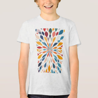 Camiseta Padrão Vibrante de Explosão Floral Abstrata