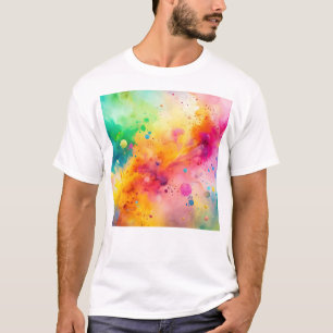 Camiseta Padrão Vibrante de respingo de aquarela abstrata