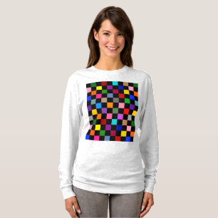 Camiseta Padrão Xadrez Colorido Preto Design