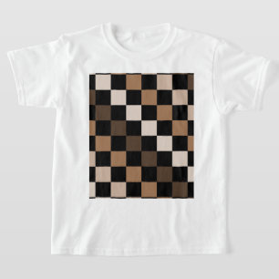 Camiseta Padrão Xadrez Gingham Marrom Preto