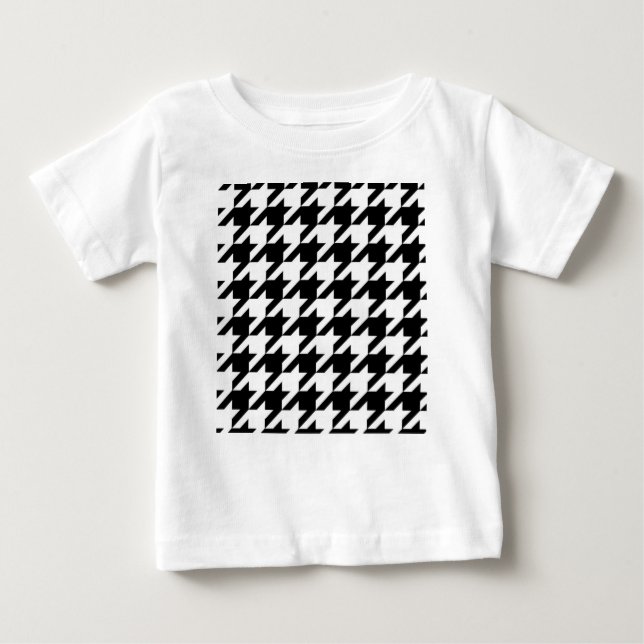 Camiseta padrão xadrez preto e branco geométrico chique (Frente)