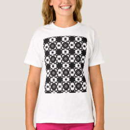 Camiseta Padrão xadrez retrô minimalista – Design monocromá