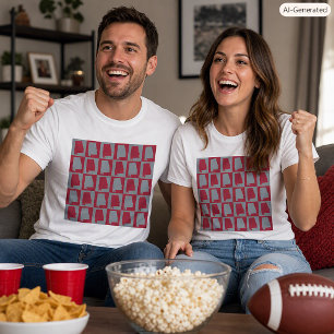 Camiseta Padrão Xadrez Silhueta do Estado do Alabama Vermel