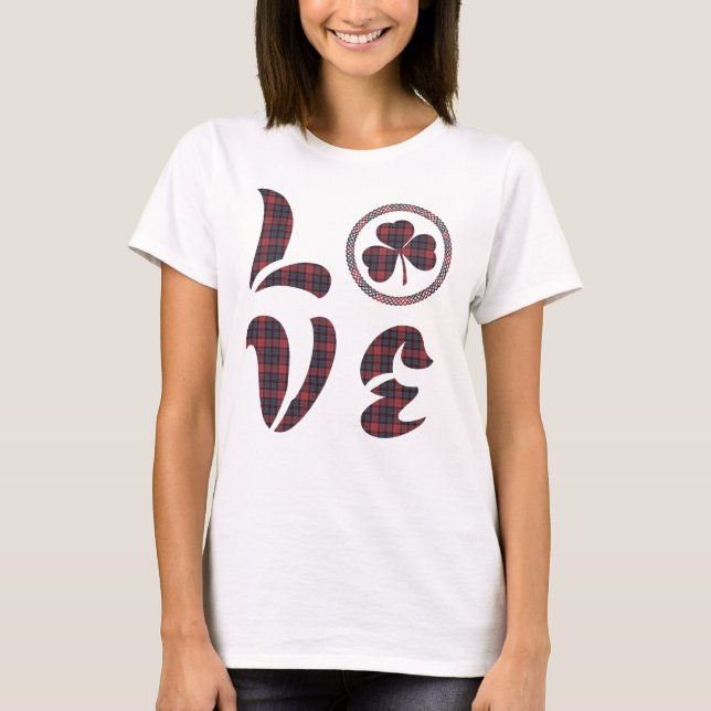 Camiseta Padrão Xadrez Trevo de Amor (Frente)