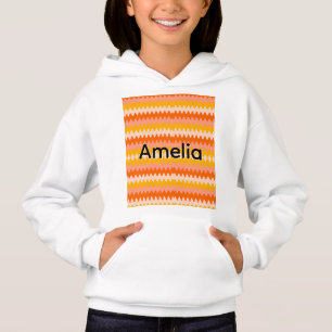 Camiseta Padrão Zig Zag Moderno Amarelo, Laranja e Branco