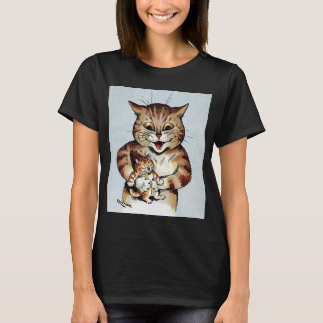 Camiseta Padre Cat segurando um Kitten, Louis Wain (Frente)