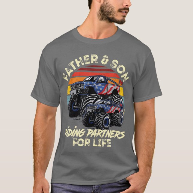 Camiseta Padre e Filho Andam Monsterruck For Life Raci (Frente)