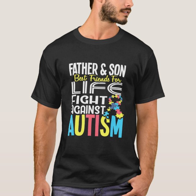 Camiseta Padre E Filho Bff Para A Vida Contra Autismo Aware (Frente)