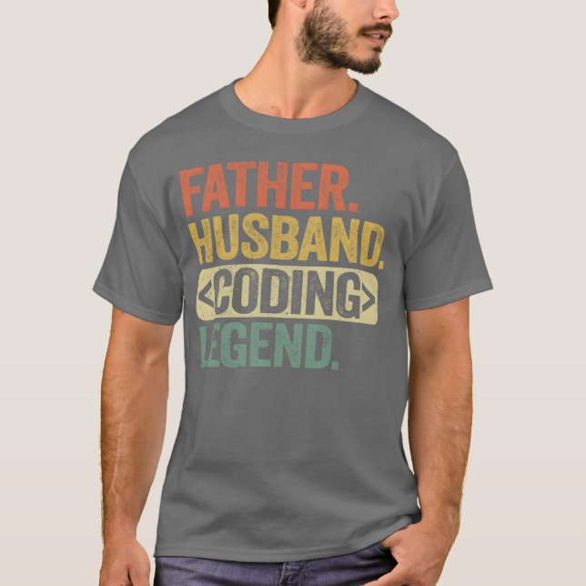 Camiseta Padre Husband Coding Legend Day Web retr (Frente)