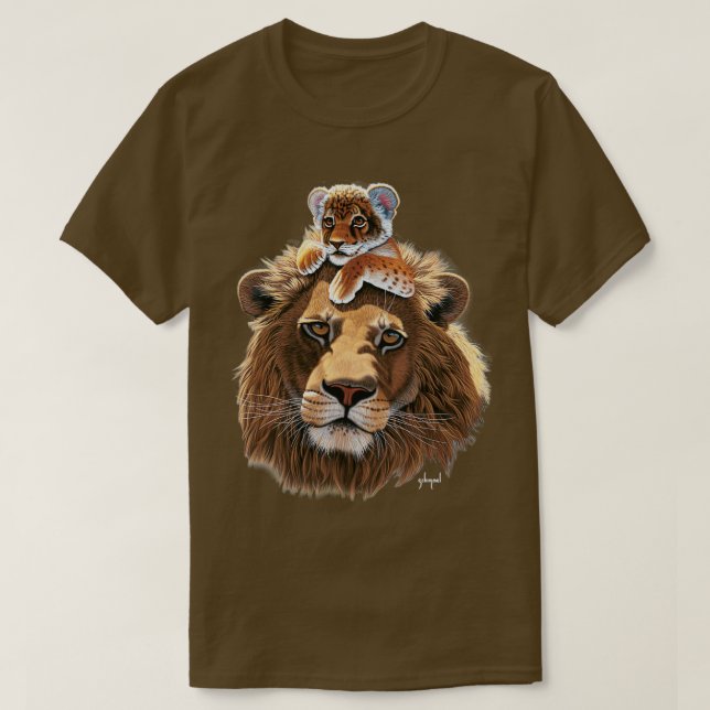Camiseta Padre Lion e leão macho do leão (Frente do Design)