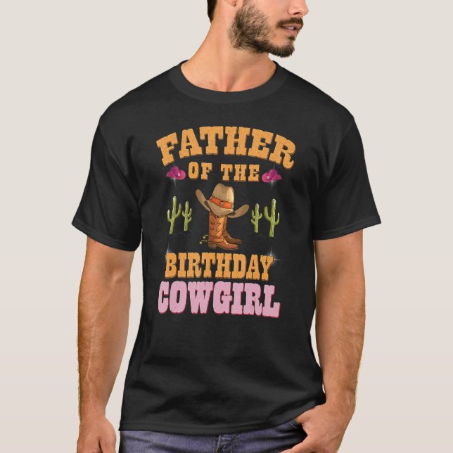Camiseta Padre Mens Da Garota-De-Aniversário Ocidental (Frente)